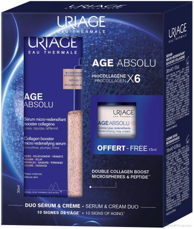 Юриаж ЕЙДЖ АБСОЛЮ Микро-скулптуриращ анти-ейдж серум за лице 30 мл + Дневен крем 15 мл ПРОМО ПАКЕТ | URIAGE Age Absolu