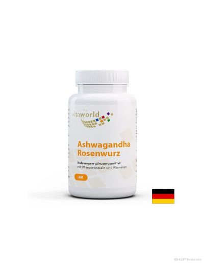 Ашваганда + Златен корен ( родиола ) и витамин Б1 и Б5 х 60 капсули ВИТА УЪРЛД | Vita World