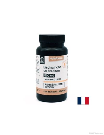 Калций бисглицинат ( хелат ) + Витамини Д3 и К2 х 90 капсули NAT&FORM