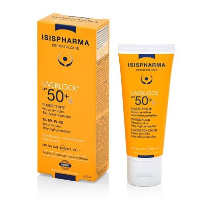 UV БЛОК Слънцезащитен оцветен флуид - светъл нюанс, с висока защита SPF50+ х 40 мл ИЗИСФАРМА | UVEBLOCK Isispharma