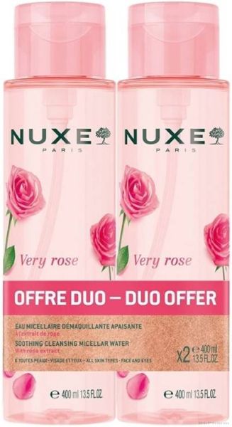 Нукс ВЕРИ РОУЗ Успокояваща мицеларна вода 3в1 с помпа 2 х 400 мл ПРОМО ПАКЕТ | NUXE Very Rose Micellar Water