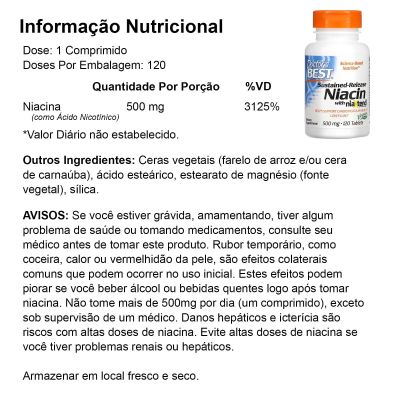 Ниацин ( Витамин Б3 ) 500 мг х 120 капсули ДОКТОР'С БЕСТ | Doctor's Best Niacin