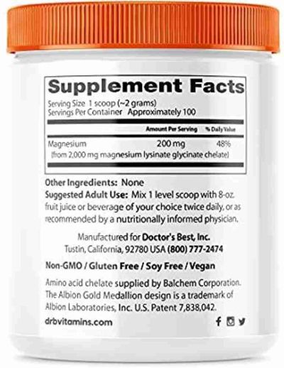 Магнезий 100% хелатиран на прах 200 гр ДОКТОР'С БЕСТ | Doctor's Best