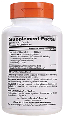 Куркумин C3 Турмерик 500 мг х  120 капсули с високо усвояване ДОКТОР'С БЕСТ | Doctor's Best