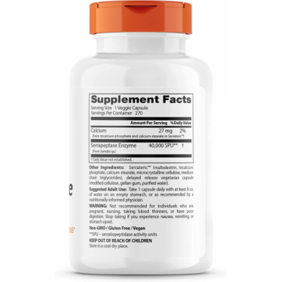 Серапептаза 40 000 SPU х 90 капсули ДОКТОР'С БЕСТ | Doctor's Best