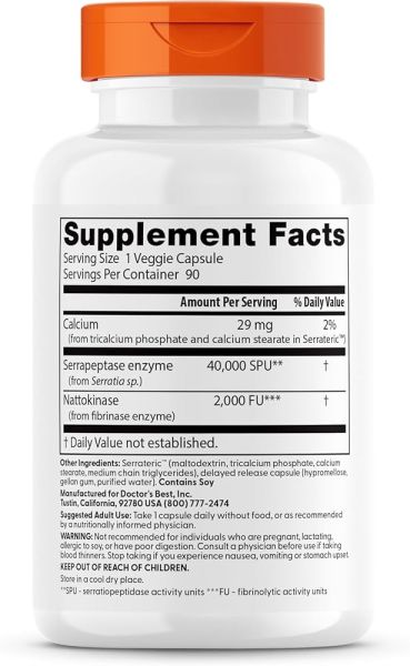 Нато-Сера х 90 капсули ( Натокиназа + Серапептаза ) ДОКТОР'С БЕСТ | Doctor's Best Nato-Serra