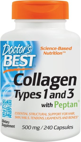 Колаген Тип 1 и 3 500 мг х 240 капсули ДОКТОР'С БЕСТ | Doctor's Best Collagen with Peptan