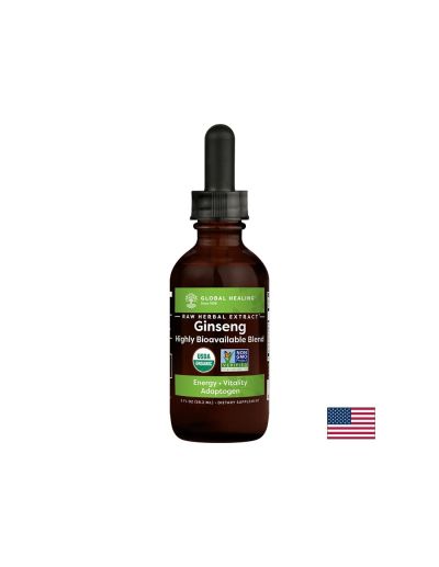 Kорейски и сибирски женшен ( елеутеро ), ашваганда и мака на капки х 59.2 мл Global Healing