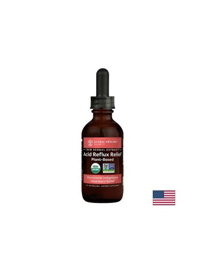 Капки с билкови екстракти, растителни масла и ябълков оцет при киселини и рефлукс х 59.2 мл Global Healing