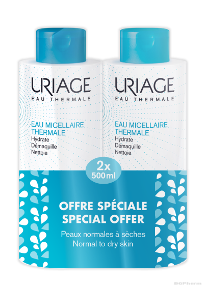 ЮРИАЖ Термална мицеларна вода за нормална и суха кожа 2 х 500 мл ПРОМО ПАКЕТ | URIAGE Micellar Water