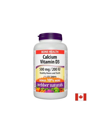 Калций 500 мг + Витамин Д3 200 IU х 275 таблетки Webber Naturals | Calcium + D3