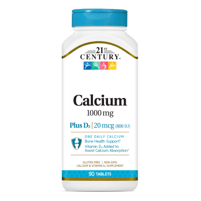21st Century Калций 1000 мг + Витамин Д3 800IU х 90 таблетки |  Calcium+ D3