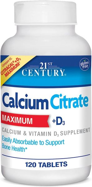21st Century Калций цитрат + Витамин Д3 х 120 таблетки | Calcium Citrate + D3 Maximum