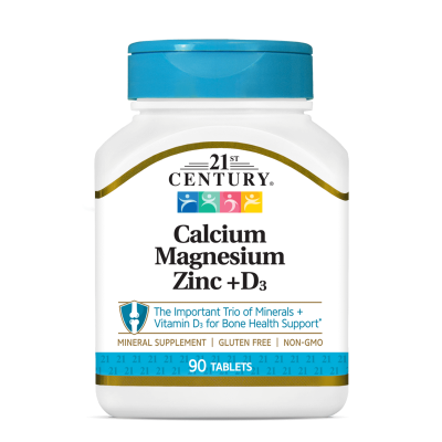 21st Century Калций, Магнезий, Цинк + Витамин Д3 х 90 таблетки | Calcium Magnesium Zinc + D3