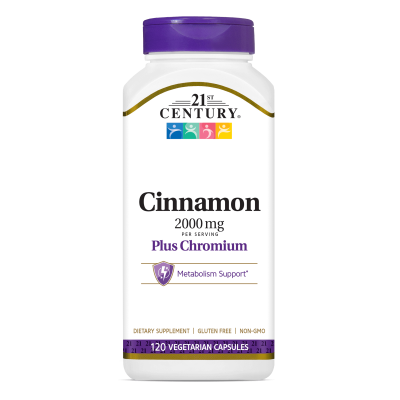 21st Century Канела екстракт + Хром х 120 капсули | Cinnamon + Chromium
