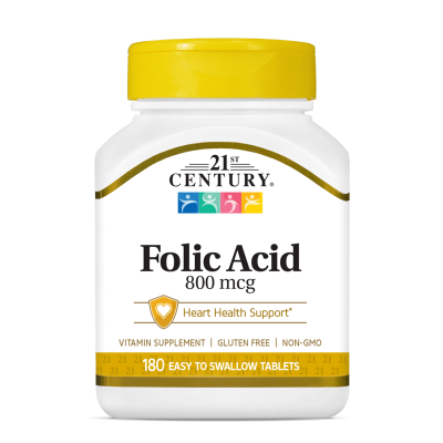 21st Century Фолиева Киселина 800 мкг х 180 таблетки | Folic Acid
