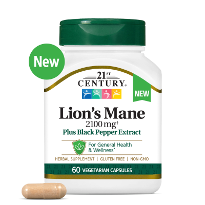 21st Century Лъвска грива + черен пипер х 60 капсули | Lion's Mane & Black Pepper