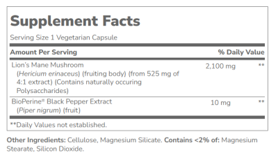 21st Century Лъвска грива + черен пипер х 60 капсули | Lion's Mane & Black Pepper