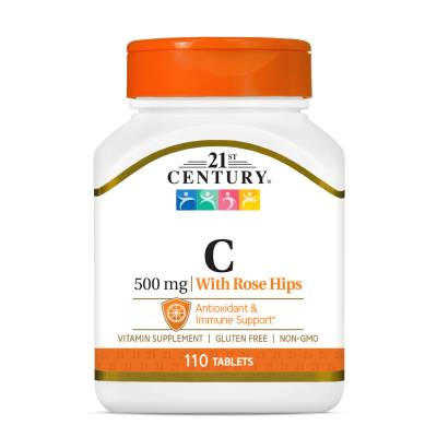 21st Century Витамин Ц 500 мг + шипка х 110 таблетки | Vitamin C + Rose Hip