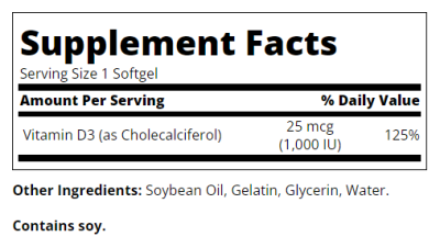 21st Century Витамин Д3 1000 IU х 250 меки капсули | Vitamin D3