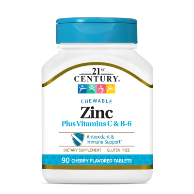 21st Century Цинк + Витамин Ц + Витамин Б6 х 90 дъвчащи таблетки | Zinc + C + B6