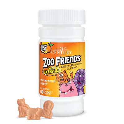 21st Century Zoo Friends Multi Мултивитамини за Деца + Витамин Ц х 60 дъвчащи таблетки