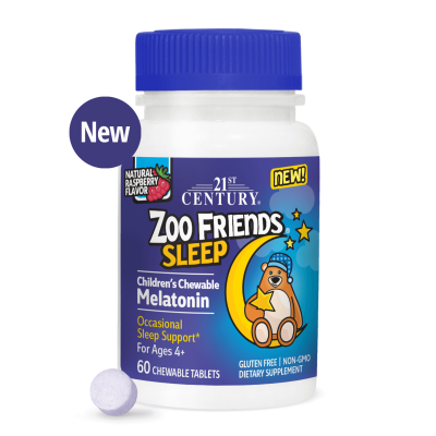 21st Century Zoo Friends Мелатонин 1 мг за Деца х 60 дъвчащи таблетки |  Sleep Chewable
