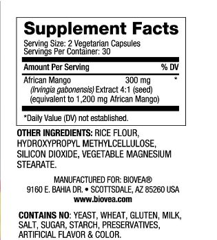 Африканско манго екстракт 150 мг х 60 капсули Biovea | African Mango