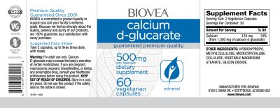 Калциев Д-глюкарат 500 мг х 60 капсули Biovea | Calcium D-Glucarate