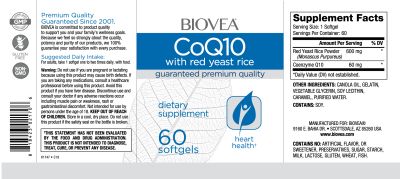 Коензим Q10 + Мая от червен ориз х 60 капсули | Biovea CoQ10 & Red Yeast Rice