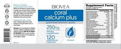 Корал Калций 1000 мг плюс витамини и минерали х 120 капсули Biovea | Coral Calcium Plus