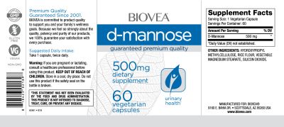 Д-Маноза 500 мг х 60 капсули Biovea | D-Mannose