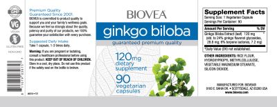 Гинко билоба екстракт 120 мг х 200 капсули Biovea | Ginkgo Biloba