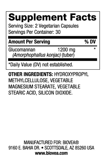 Глюкоманан 600 мг х 60 капсули Biovea | Glucomannan
