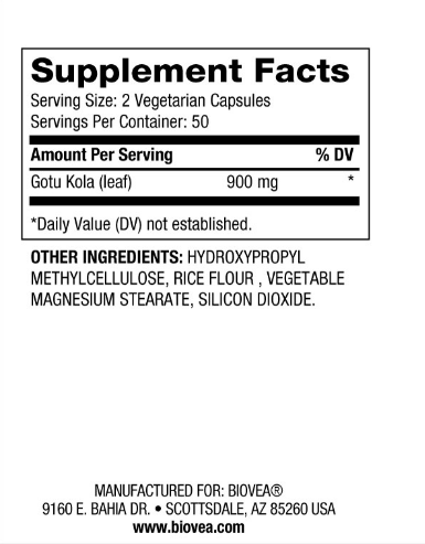 Готу кола ( Азиатска центела ) екстракт 450 мг х 100 капсули Biovea | Gotu Kola