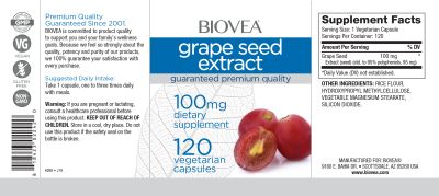 Гроздови семки екстракт 100 мг х 120 капсули Biovea | Grape Seed