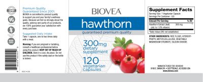 Глог екстракт 300 мг х 120 капсули Biovea | Hawthorn