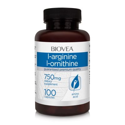 Л-Аргинин + Л-Орнитин 750 мг х 100 капсули Biovea | L-Arginine & L-Ornithine