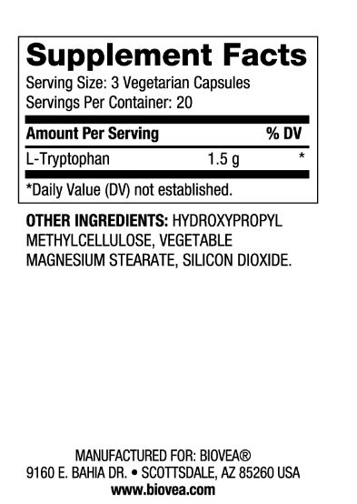 Л-Триптофан 500 мг х 60 капсули Biovea | L-Tryptophan