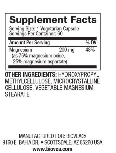 Магнезий 200 мг х 60 капсули Biovea | Magnesium