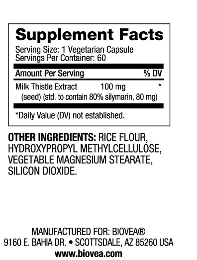 Бял трън ( Млечен бодил ) 100 мг х 60 капсули Biovea | Milk Thistle