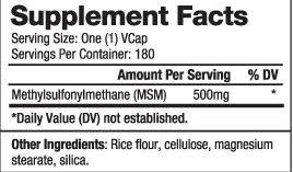 МСМ ( Метилсулфонилметан, органична сяра ) 500 мг х 180 капсули Biovea | MSM