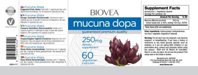 Мукуна Допа 250 мг х 60 капсули Biovea | Mucuna Dopa