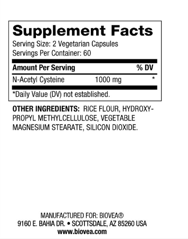 Н-Ацетил Цистеин 500 мг х 120 капсули Biovea | N-Acetyl Cysteine