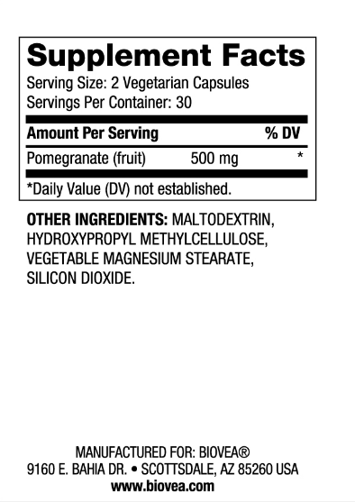 Нар екстракт 250 мг х 60 капсули Biovea | Pomegranate