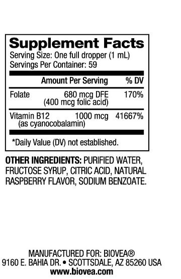 Витамин Б12 + Фолиева киселина на капки х 59 мл Biovea | Vitamin B12 & Folic Acid
