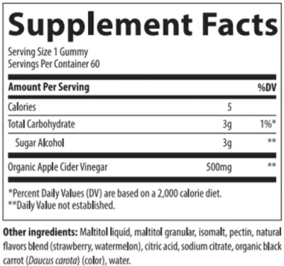 Ябълков оцет 500 мг х 60 желирани таблетки Trace Minerals | Apple Cider Vinegar