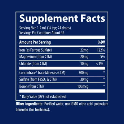 Йонно Желязо 22 мг течна формула х 56 мл Trace Minerals | Ionic Iron