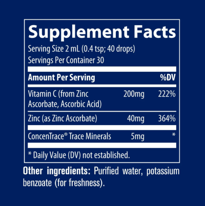Цинк + Витамин Ц течна формула х 59 мл Trace Minerals | Zinc & Vitamin C