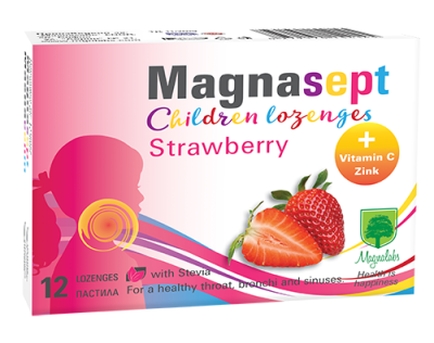 МАГНАСЕПТ Пастили за гърло ЯГОДА х 12 броя МАГНАЛАБС | Magnalabs Magnasept